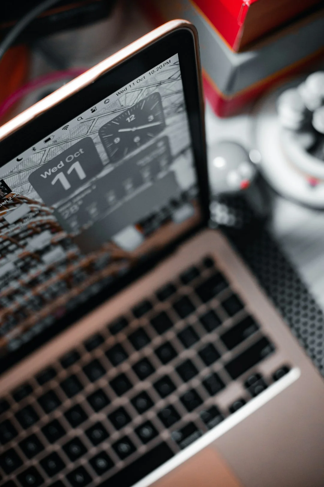 Notebook with user-generated content note and keyboard, ideal for planning and productivity.